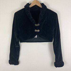 Black Velvet Bolero Crop Jacket Victorian Goth Vampire Karen De Freitas Cottage